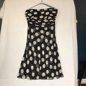 Strapless polka dot party dress